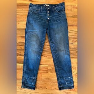 Madewell Distressed Women's Slim Straight Blue Jeans